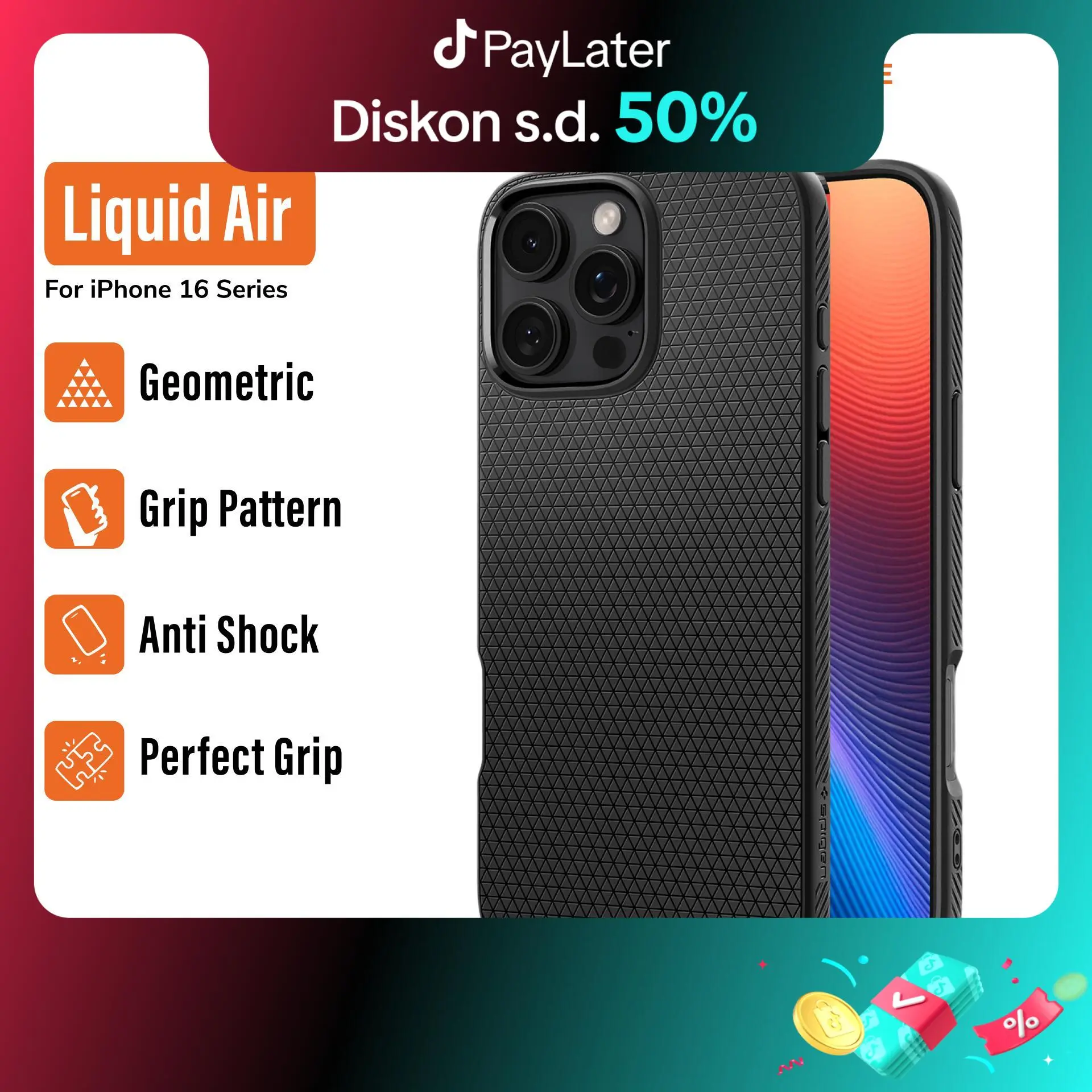 Case iPhone 16 15 14 13 12 11 XS Max XS X XR Spigen Liquid Air Anti Shock Crack Soft Case for Casing