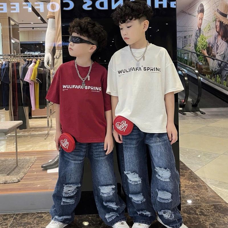 Cả Sét Áo Phông + Quần Dài Rách Cực Chất Cho bé Trai ( Fom Thụng )