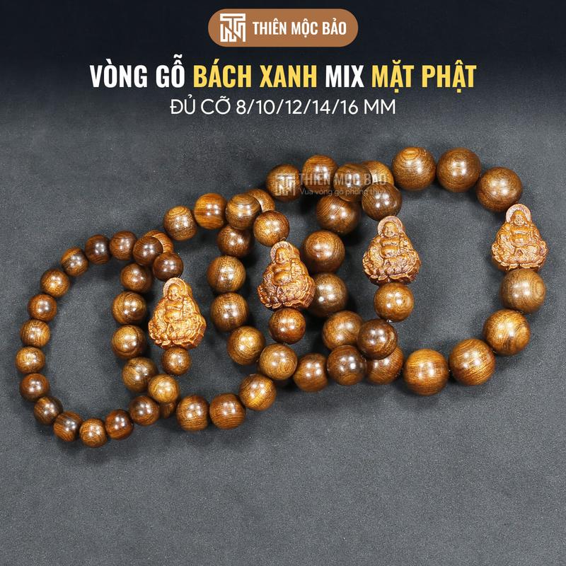 Vòng Gỗ Bách Xanh Mix Mặt Phật Cho Nam và Nữ - Chuỗi Tay Gỗ Thơm Để Mộc Tự Nhiên - Phụ Kiện Đeo Tay | Thiên Mộc Bảo