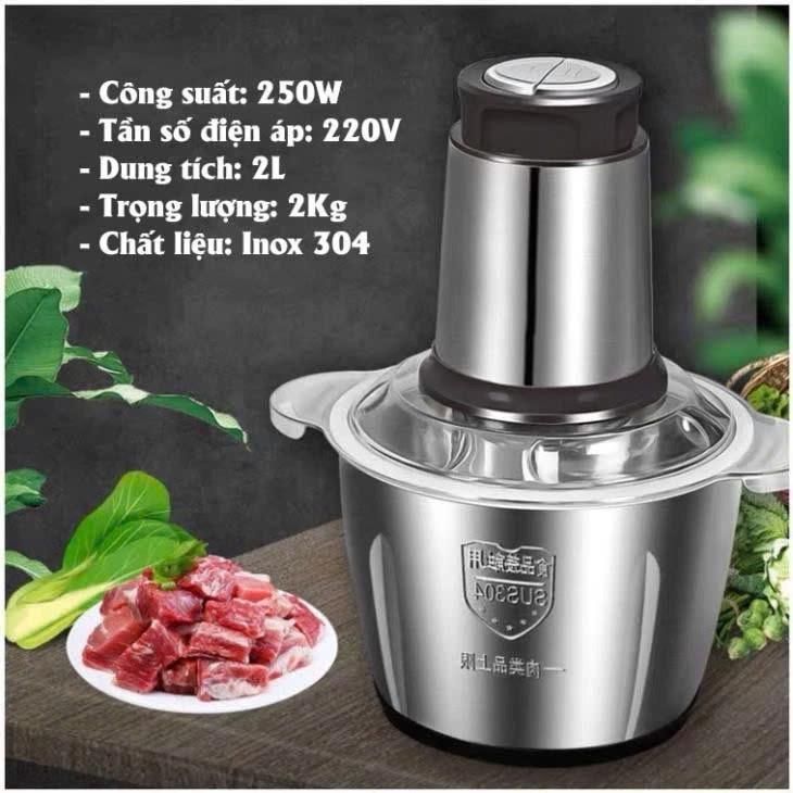 Máy Xay Thịt Inox 304 Chất Liệu Cối Xay Inox Chuẩn 304 Chống Gỉ Công Suất 250W Dung Tích 2L 7