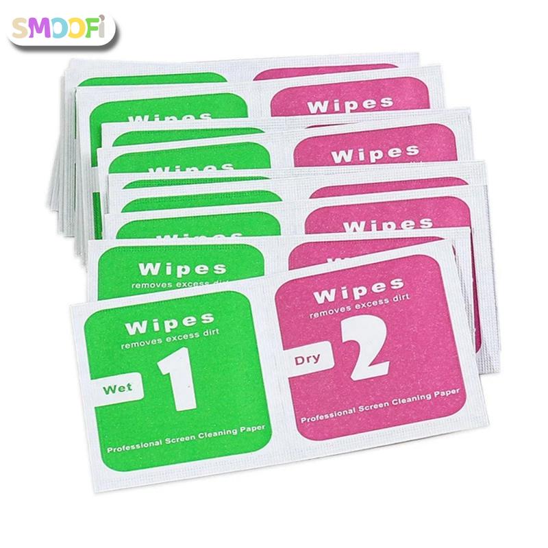 Giấy Lau 1&2 SMOOFI Khô Và Ướt Cho Kính Cường Lục Miếng Dán Cụm Cam Màn Hình Điện Thoại