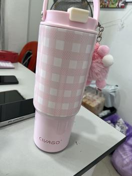 Product Review of CIVAGO （30oz） Straw Insulated Mug Girls 316 Stainless Steel Large Capacity Mug Car Carrying Cups from A**y 1
