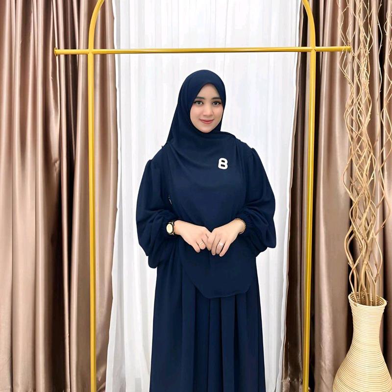 MDN - Set Syar'i Pashmina Oval Gamis Wanita Bahan Crinkle/oversize Airflow Muslim Dress Jilbab Syar'i Polos Syari jumbo 4