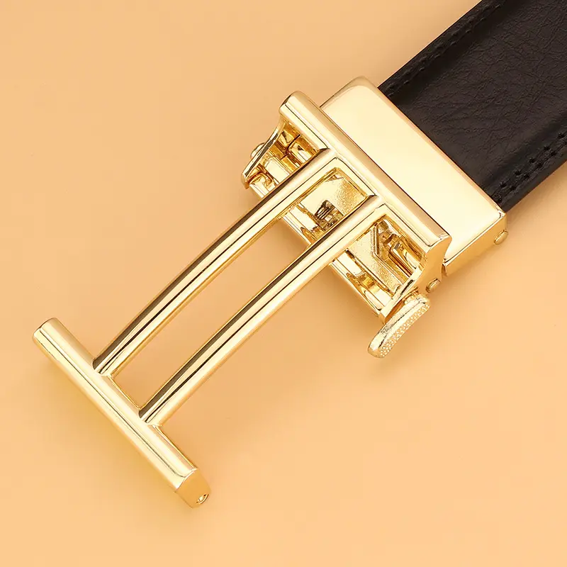 Thắt lưng Khóa tự động, Thiết kế thời trang chất lượng cao, dành cho nam giới, Rộng 3,5cm, Làm bằng da Thật Thích hợp cho nam thanh niên, Có màu xám và đen