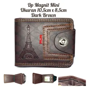 Dompet Pria Dompet Magnet Ukuran Mini Bahan PU Sintetis Murah Berkualitas Kulit