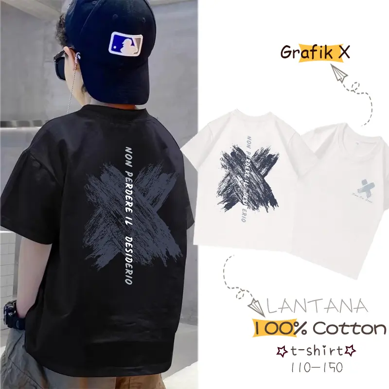 LANTANA Kaos Anak GrafikX 4-12 Tahun P0121 Pola Fashion Cetak 100% Cotton Combed Menjadi Tren Besar Tahun Ini oversize T-shirt