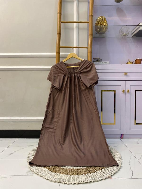 Daster Fuji Polos Isi 2 Pcs Busui Karet Terlaris Lengan Lonceng A-Line Manis Katun Rayon Lembut Motif Oversize Dress Tidur Nyaman 2