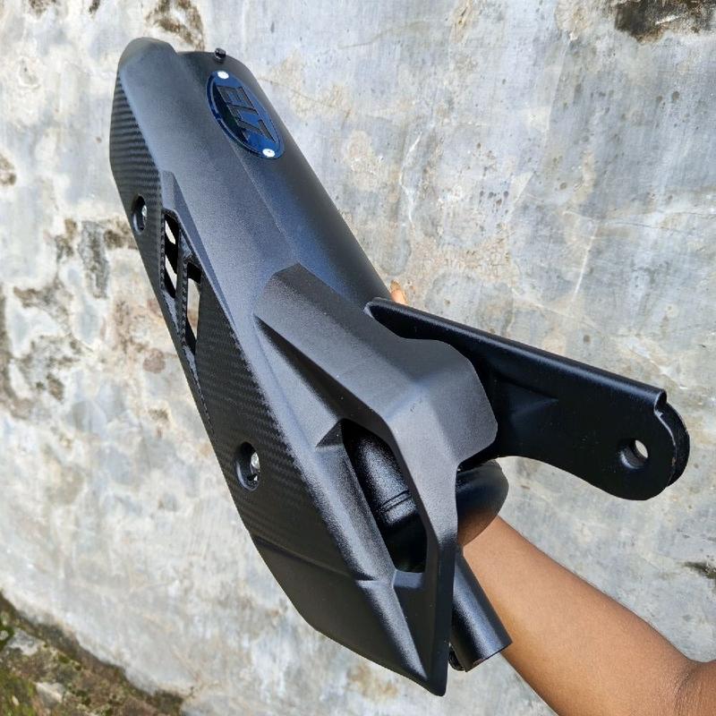 Knalpot Motor Matic EL7 Factory Exhaust Copy Shijiro Full Set Muffler + Tameng airblade All Motor Matic Leheran Stainless Steel 1,2 ML 8
