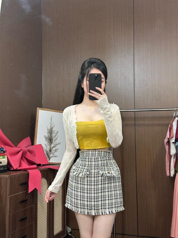 C46 Áo khoác tơ thêu thiết kế form cuốn biên vải tơ mềm mại thướt tha đi làm dí chơi đều đẹp by Thương Lê -199 (C46)