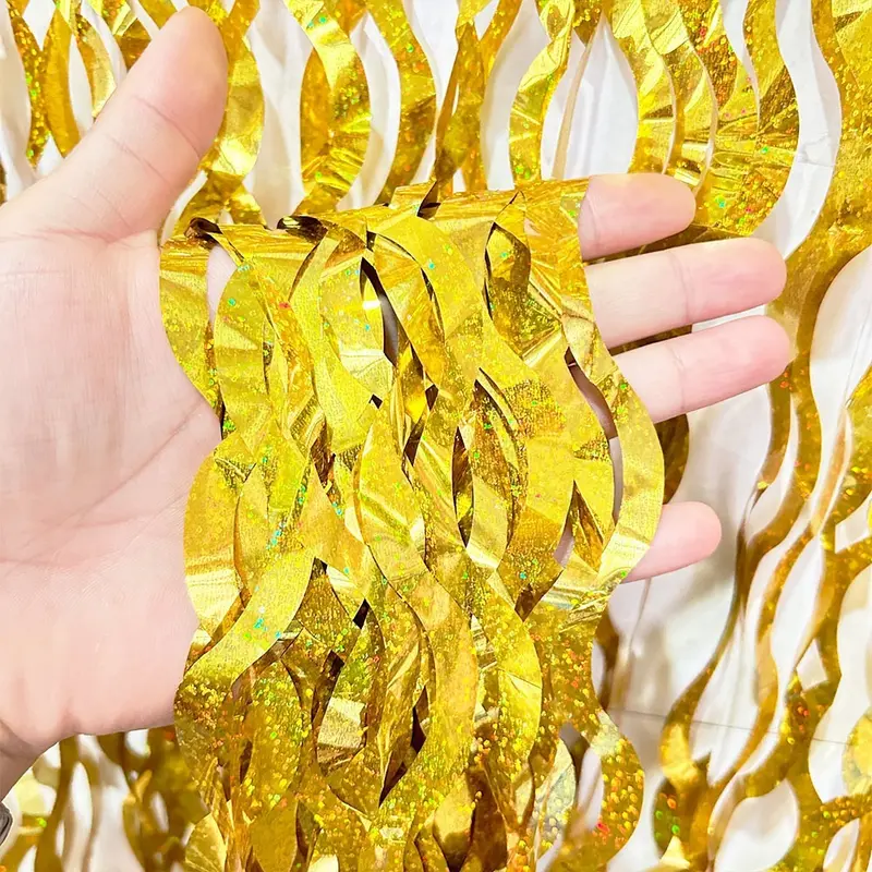 COD (YBL) Tirai Dekorasi Kantor Kelas Pesta Ulang Tahun Tirai Rumbai Plastik Chrome Foil 99 x 180 Cm Foil Curtain Backdrop Curtain Selinger Metalik t Murah (BELI LOKAL) 6