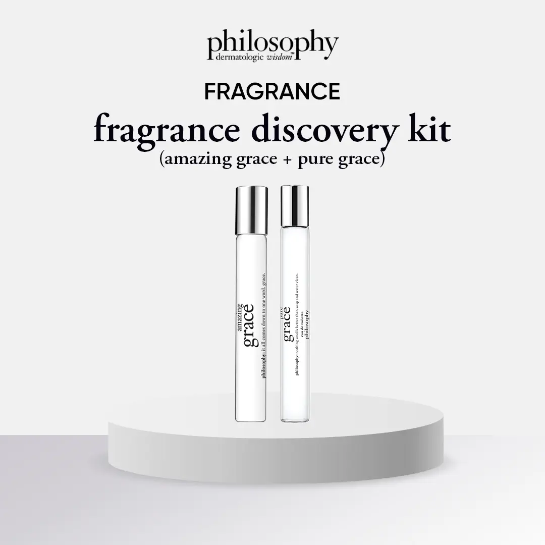 [travel set] philosophy fragrance discovery kit (amazing grace eau de toilette 10ml rollerball + pure grace eau de toilette 10ml penspray) | soft & fresh floral perfume for women