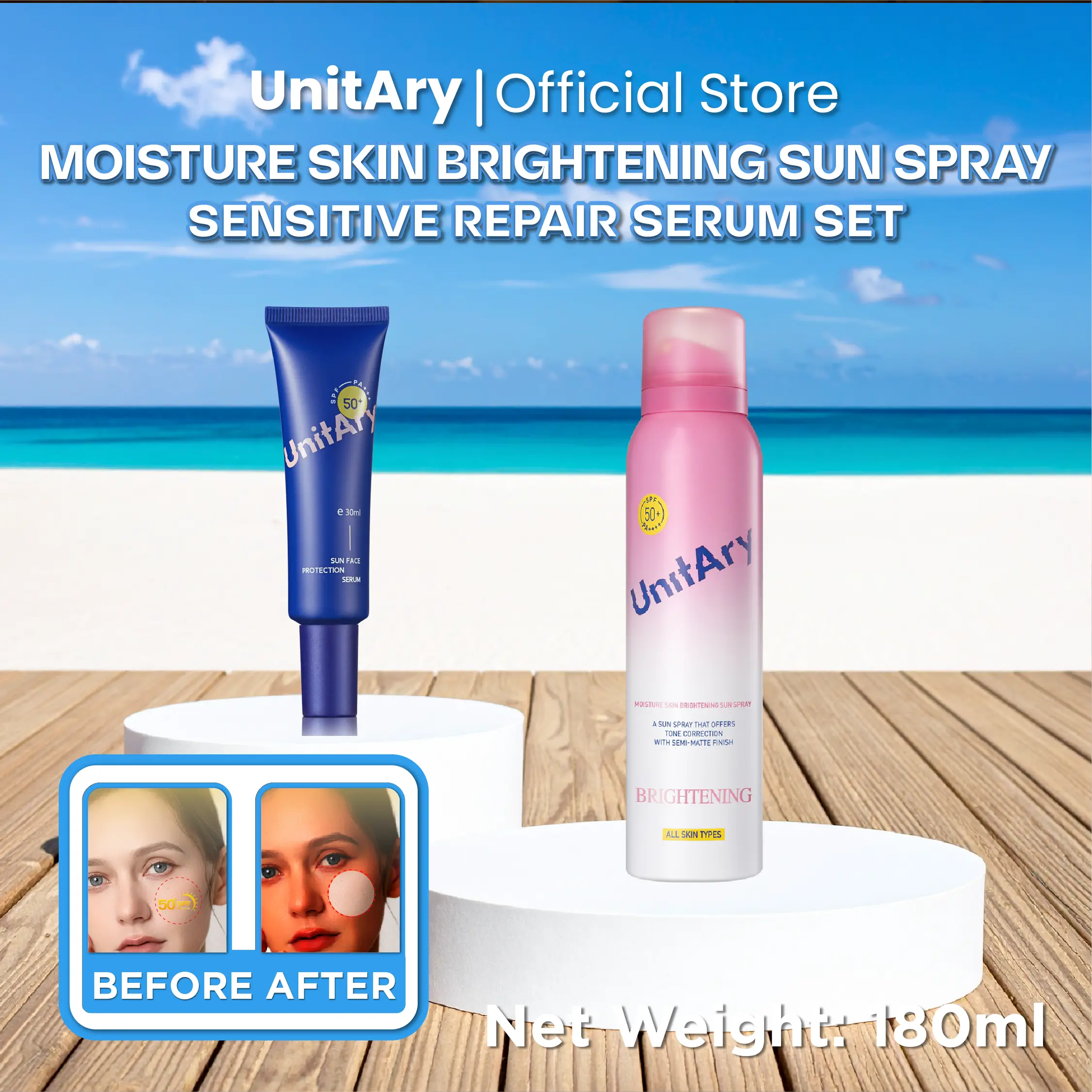 Moisture Skin Brightening + Sensitive Repair Serum