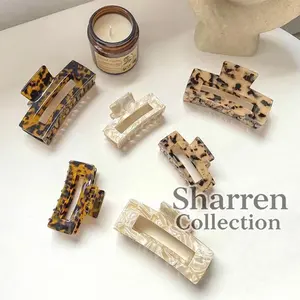 Jedai Jepit Rambut Kotak Leopard Doff untuk Wanita: Aksesori Stylish dan Trendi untuk Tampil Fashionable Setiap Hari, Memperindah Gaya Rambut dengan Sentuhan Elegan dan Unik claw clips | Jedai Rambut Panjang