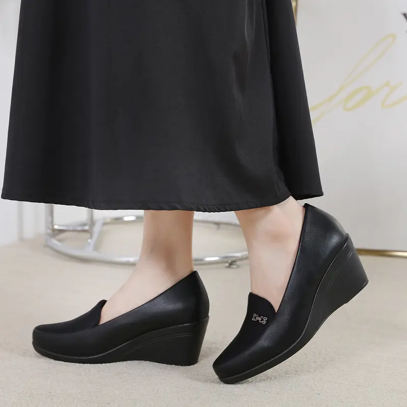 BOZKA new arrival sepatu pansus premium MT26 wedges shoes Heels Wanita Black 7