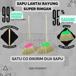 SAPU LANTAI SUPER RINGAN ANTI RONTOK ANTI PATAH GAGANG BAMBU rayung dengan gagang SAPU SUMATRA