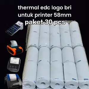 30 roll kertas struk kasir logo bank BRI 58/57x30 full coreless paket murah 1kg / 3 pack
