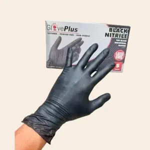 100pcs Sarung Tangan HITAM FOODGRADE Nitrile Karet Latex /Sarung Tangan Nitril 4 Size Waterproof and Oil Proof Menebal Dan Tidak Mudah Cleaning