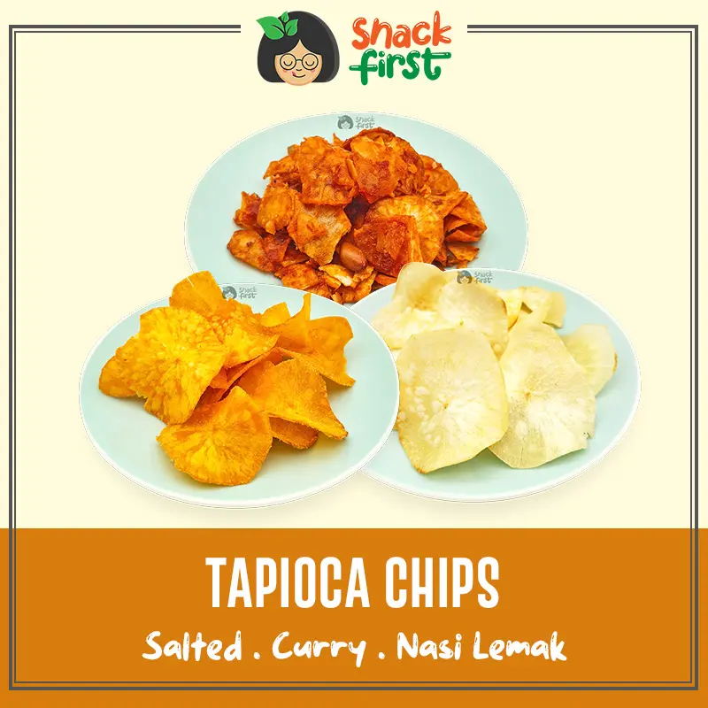 SnackFirst Tapioca Chips Curry/Salted/Nasi Lemak - Heritage Old School Snacks Crunchy Crackers