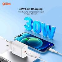 Gambar Olike C309CL Charger Adaptor USB TYPE C 30W 3A PD QC 3.0 Fast Charging + Set Kabel C To Lightning iP - C309 CL dari QUEEN id Official Kab. Tangerang 4 Tokopedia