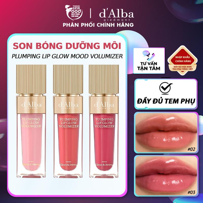 Son Bóng Dưỡng Môi d'Alba Plumping Lip Glow Mood Volumizer 5ml Cosmetic Nữ Mỹ Phẩm | Thegioiskinfood tgsf