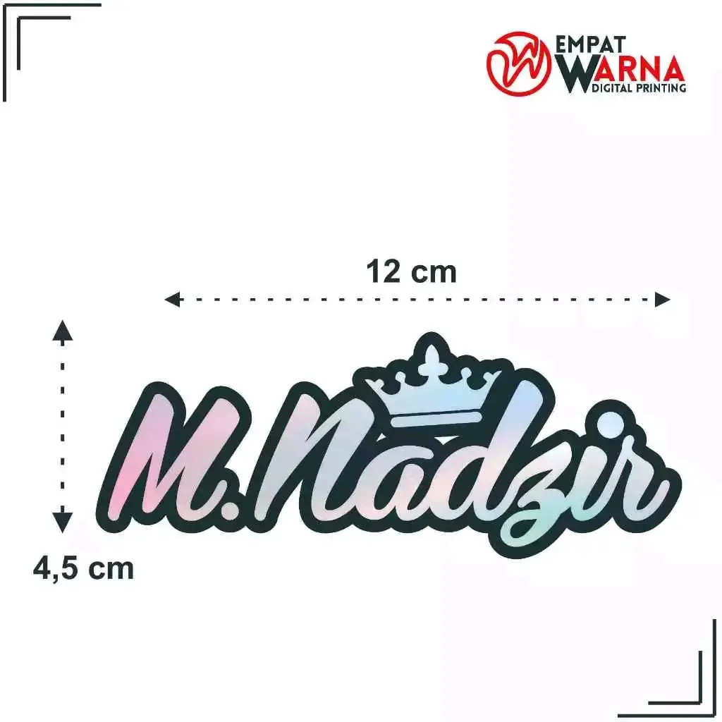 Stiker Custom  Nama Hologram Model Mahkota Queen & King Skotlet
