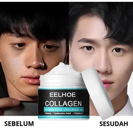 Krim Pria Pemutih Wajah 【COD】Men's Collagen Cream Menghidrasi, Melembabkan, Memperbaiki Wajah, Menipiskan Garis-garis Halus, Mengurangi Kerutan, Krim Pengencang Kulit 50G Membersihkan