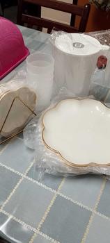Product Review of 1pc Pinggan Makan Nasi 25cm Plastik Aesthetic Plastic Dinner Plate Elegant WhiteCream Gold Rim Ceramic Lookalike  Dish Plate Tableware from $**∆ 1
