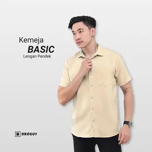 BROGUY Kemeja Basic Pria Lengan Pendek Casual Slimfit Distro
