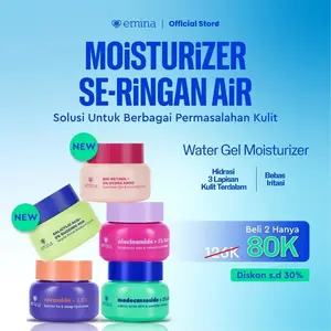 [Hero] EMINA Moisturizer Water Gel Series Multi Skin Solution - Mencerahkan Wajah, Mengurangi Flek Hitam, Kulit Lembab, Memperkuat Skin Barrier, Mengurangi Jerawat, Kemerahan, Glowing | Mengandung Niacinamide, Vitamin C, Ceramide, Salicylic Acid, Retinol