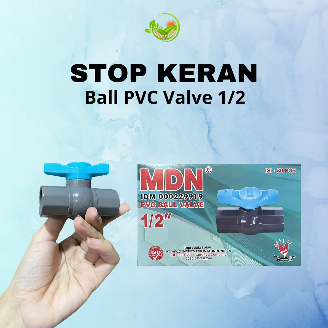 Stop Kran Ball Valve PVC 1/2'' MDN - Ball Valve PVC - Stop Keran