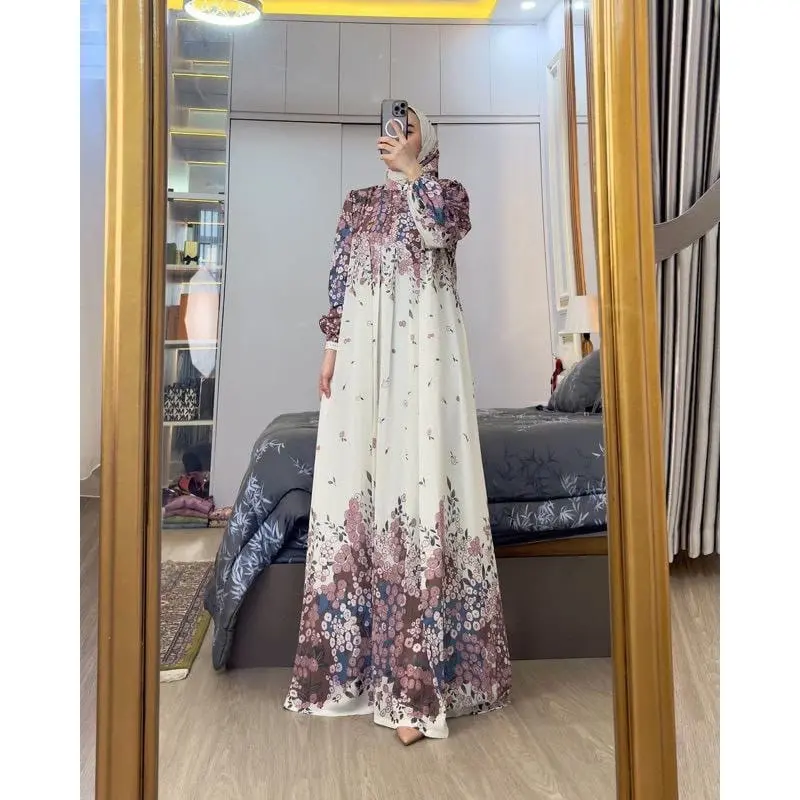 BatikAifa-Gamis Free Hijab Raya Busui Freandly Kancing Depan 6