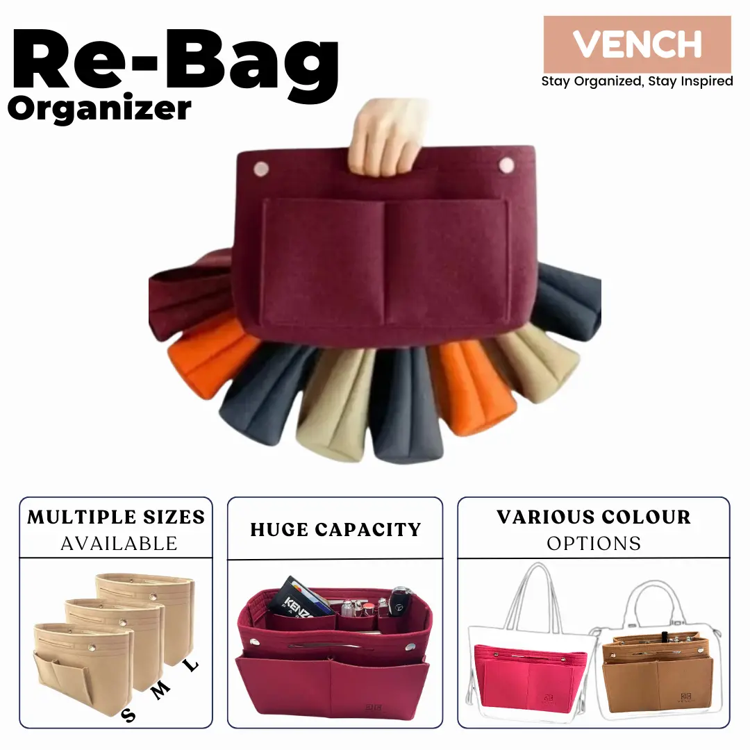 Rebag Universal Dual in Bag Organizer for Multipurpose Branded Bag / Insert Bag/ Inner Bag/ Daleman Tas Serbaguna - Black, Small