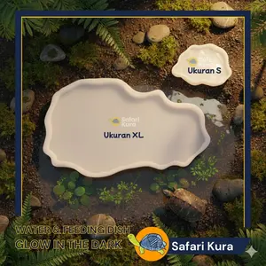 WATER & FEEDING DISH GLOW IN THE DARK KURA REPTILE SULCATA TORTOISE Ukuran XL Cocok untuk Baby Mudah Dibersihkan Bisa Menyala dalam Gelap