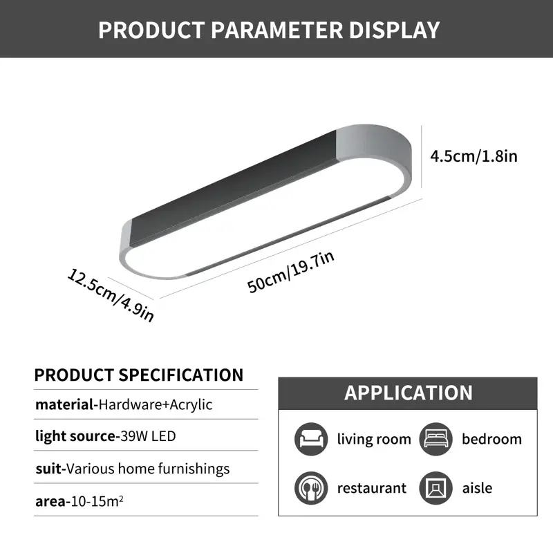 Ganeed 1 - Light Simple Rectangle Acrylic LED Flush Mount 1