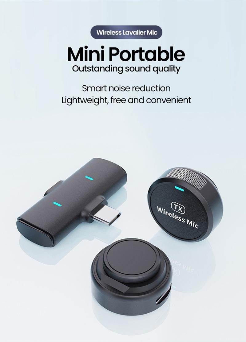 Product Introduction of ไมโครโฟนปกไร้สาย, 2 In 1, เข้ากันได้กับ iPhone และ iPad, โทรศัพท์สมาร์ทไลท์ติ้ง Type-c และ Lightning, เหมาะสำหรับการบันทึก Youtube สด, สัมภาษณ์, Vlog, บลูทูธ, บันทึกเสียงแบบพกพา, ไมโครโฟนขนาดเล็ก 46