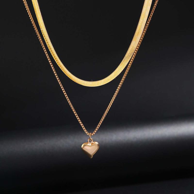 [High-end design] Retro snake bone necklace set niche hip-hop design peach  heart fashion simple a...