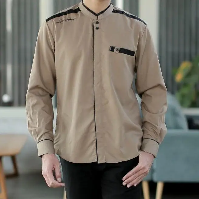 Baju Koko El Rumi Motif Yisunsin Lengan Panjang Warna Coksu Kemeja Koko Pria Modern Koko El Rumi Best Seller