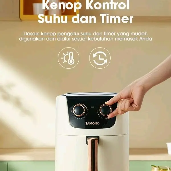SAMONO SW-AFW04 Air Fryer 650 tt Mesin 4L Penggorengan Tanpa Minyak Kontrol Suhu Ganda SW-AFW04