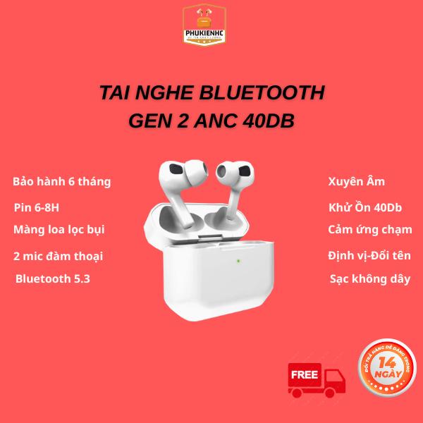 .(.Tặng 5 Món.) Tai Nghe Bluetooth AP P.ro Gen 2 Chống Ồn Chủ Động 40db Bản 2024 .Màng Loa Cải Thiện.Full Tính Năng.Bảo Hành 6T Nghe Nhạc Nhét Tai Earphone Không Dây