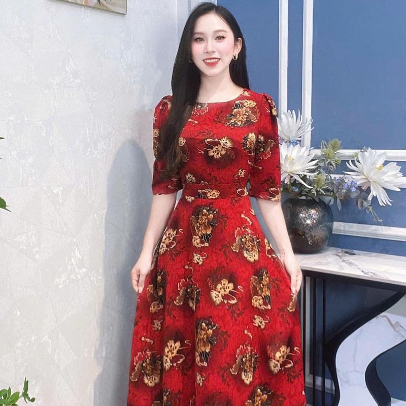 MÃ 965  : ĐẦM CỔ TRÒN DÁNG DÀI CC Nữ Women 4