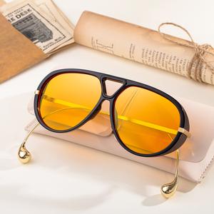 Oversized Trendy Aviator Sunglasses for Women Pilot Shades UV Protection Double Bridge Shade UV400 Protection Ladies Shades