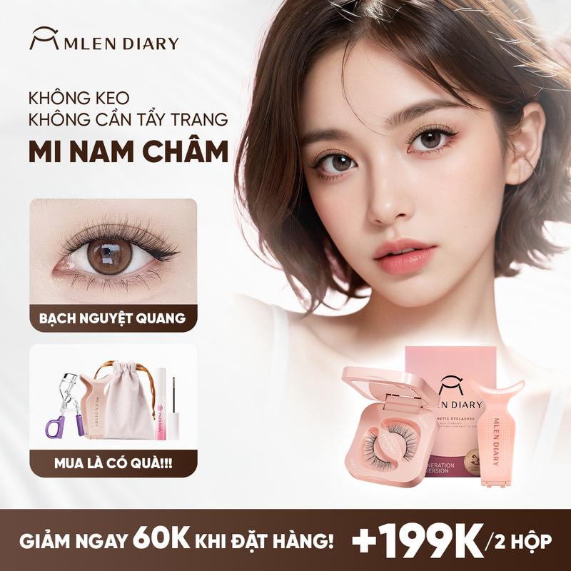Mlen Diary - Mi giả nam châm mềm MI BẠCH NGUYỆT QUANG Natural Beauty Lông mi giả từ tính an toàn, tái sử dụng, chất lượng cao, chuyên nghiệp, dễ gắn, dễ sử dụng, tự nhiên và nhẹ nhàng