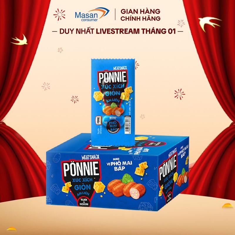 Xúc Xích Ponnie Giòn Ăn Liền vị Phô Mai Bắp hộp x 20 cây x 20g