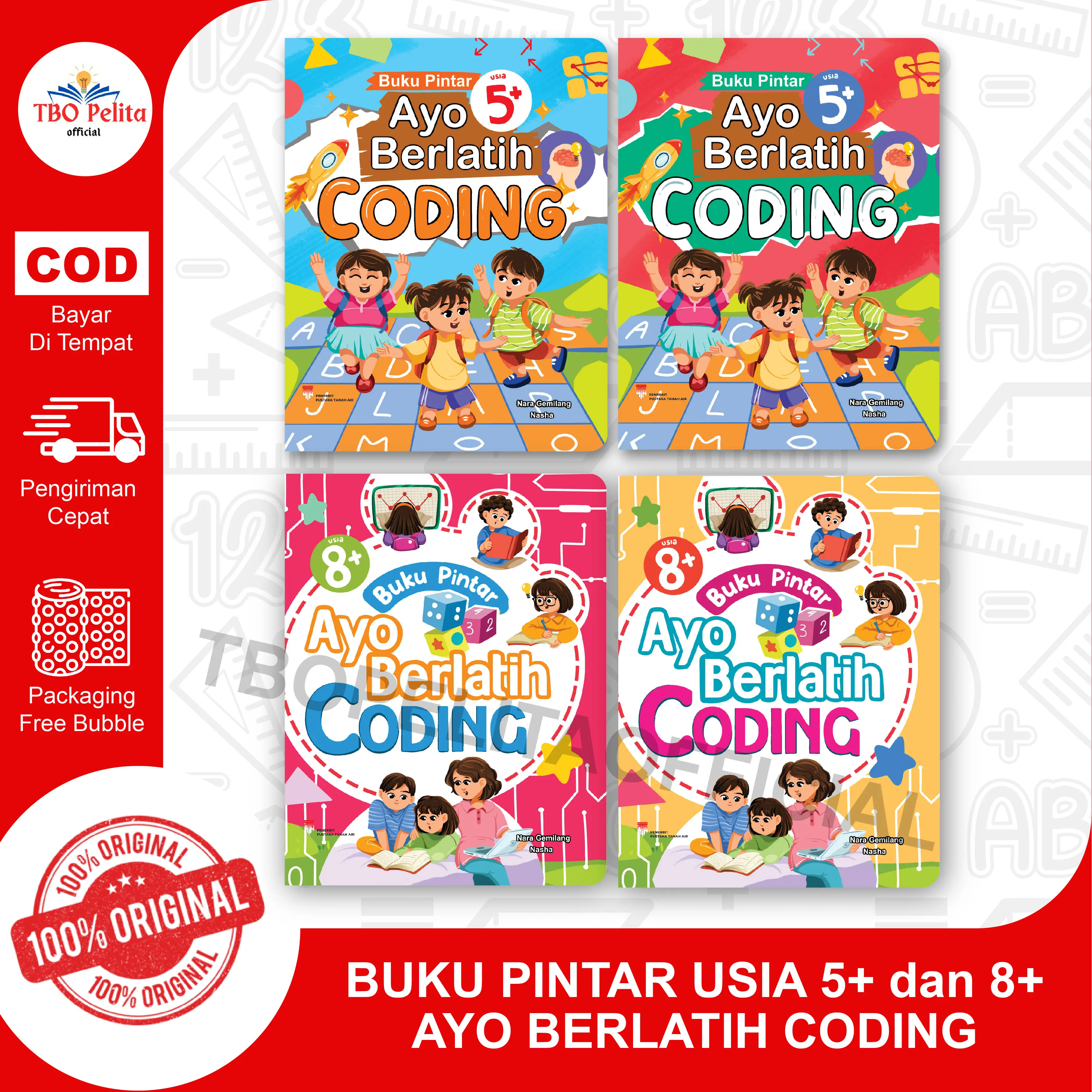 Buku Pintar Ayo Berlatih Coding untuk Anak usia  5+ dan 8+