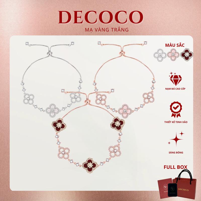 [HÀNG MỚI VỀ] Vòng tay charm hoa đá xà cừ cỏ 4 lá SAKURA DECOCO ( kèm Túi giấy + Hộp + Thiệp ) may mắn PHỤ