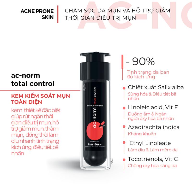 Kem hỗ trợ giảm mụn - thâm mụn - FREZYDERM AC - NORM TOTAL 50 ML