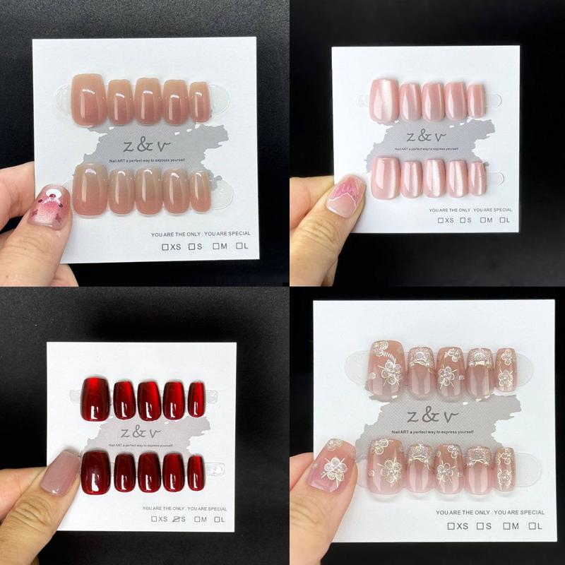 cat eye plain color kuku palsu handmade fake nail useable beauty ...
