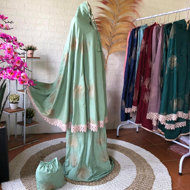 MUKENA DEWASA BORDIR KIPAS 2IN1 KATUN MIKRO PREMIUM Renda Traveling Muslim 4