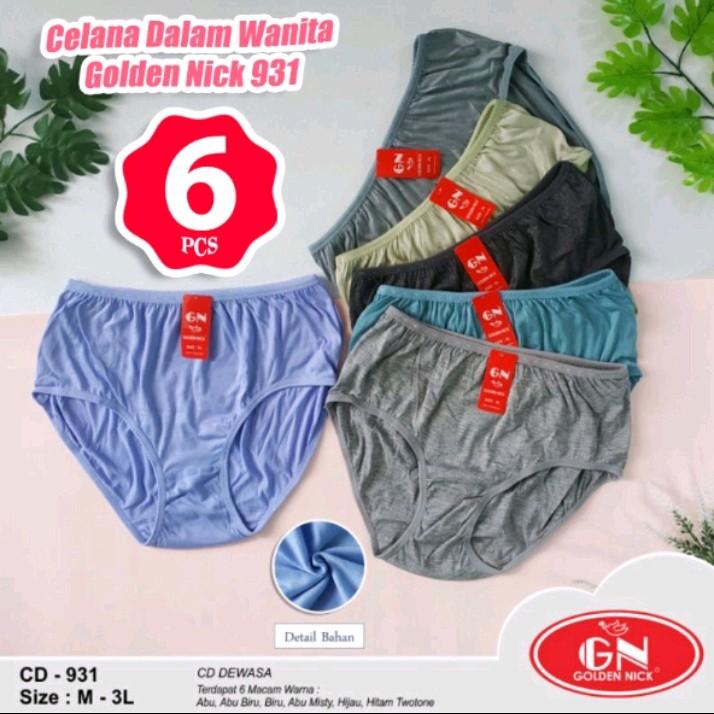 isi 6 pcs cd wanita golden nick 931 termurah | celana dalam gn wanita warna pastel polos jumbo katun 0