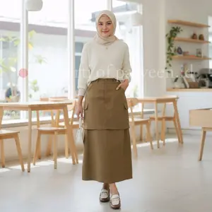 [parveen id] Emory Skirt Rok Panjang Cargo Twill Premium | Rok Wanita Korean Casual High Waist
